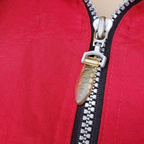 Express Athlétique Red Windbreaker Jacket With Striped Sleeves vintage style L - Picture 8 of 8